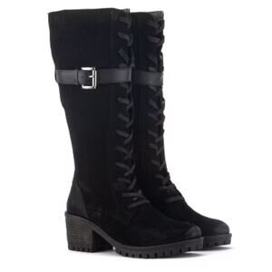 Vintage Foundry Co womens Naomi Tall Boots size 8 New  Black Suede Lace Up